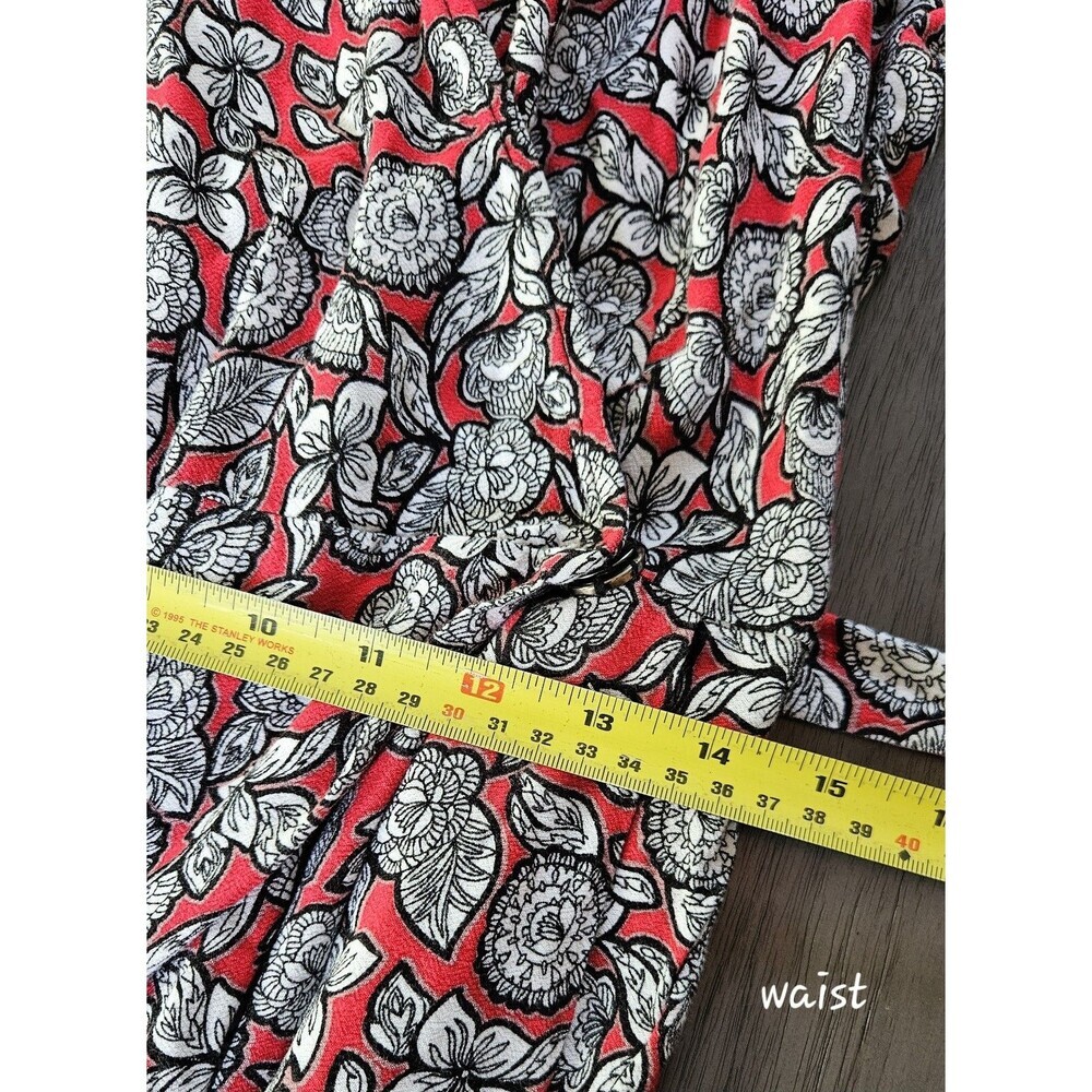 Democracy Red Floral Wrap Tie Wide Leg Jumpsuit S Short Sleeve Boho Festival - Picture 12 of 13
